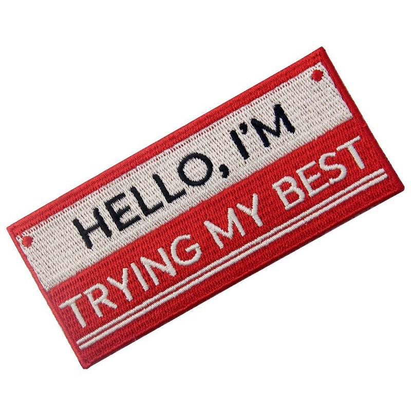 Rocking Planet Hello I'm Trying My Best Biker Patch Embroidered Morale Applique Iron On Sew On Emblem - Image 3